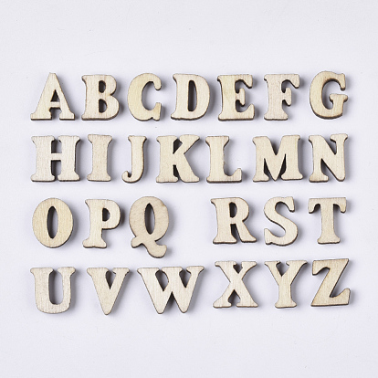 Laser Cut Wood Shapes, Unfinished Wooden Embellishments, Wooden Cabochons, Mixed Letters, Random Letters