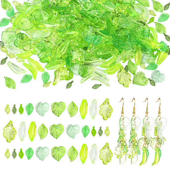 Transparent Acrylic Pendants, Leaf Charms