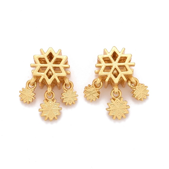 Alloy European Dangle Charms, Large Hole Pendants, Long-Lasting Plated, Cadmium Free & Lead Free, Snowflake