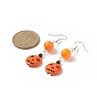 Halloween Pumpkin Jack-O'-Lantern Synthetic Turquoise Dangle Earring, Acrylic Bead Earring for Women