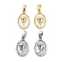 Brass Pave Natural Shell Oval with Rose Charms