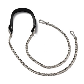 PU Leather Bag Straps, with Iron Curb Chain