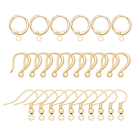 CHGCRAFT Brass Earring Hooks, with Huggie Hoop Earring Findings