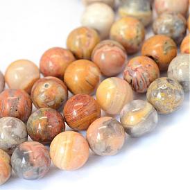  Agate folle naturel rangées de perles rondes