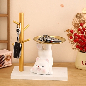 Resin Cat Shape Sculpture Tray, Storage Tray for Home Entryway Table Decoration