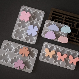 Clover/Cloud/Butterfly DIY Keychain Pendant Silhouette Silicone Molds, for UV Resin, Epoxy Resin Craft Making