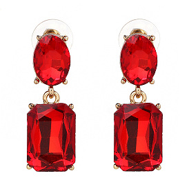 Luxury Crystal Inlaid Pendant Earrings for Fashionable OL with Cute Alloy Design