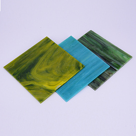 Variety Glass Sheets, Large Cathedral Glass Mosaic Tiles, for Crafts, Square