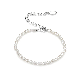 Bracelets de cheville en argent sterling et perles d'eau douce pour femmes