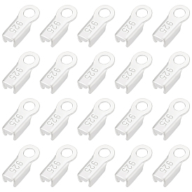 20pcs 925 Embouts à sertir pliants en argent sterling, rectangle, avec cachet 925