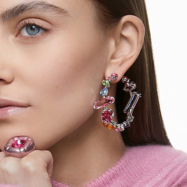 Sparkling Glass Rhinestone Hoop Earrings for Chic Street Style Fashion