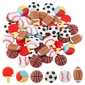 72 шт. 6 стили спортивные кабошоны из непрозрачной смолы, с эмалью