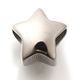 304 Stainless Steel European Beads, Large Hole Beads, Star