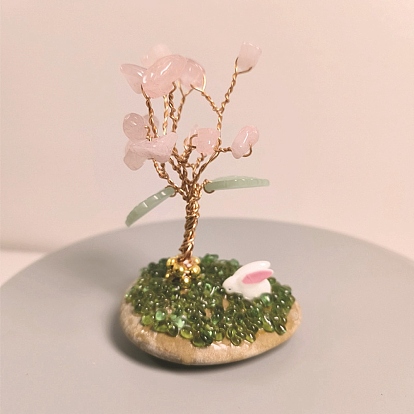 Natural Gemstone Chips Tree of Life Decorations, Copper Wire Feng Shui Energy Stone Gift for Women Men Meditation