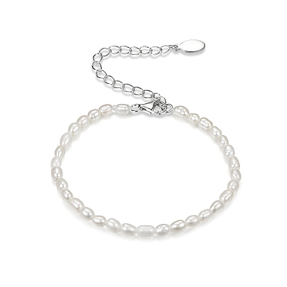Bracelets de cheville en argent sterling et perles d'eau douce pour femmes