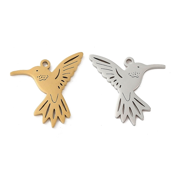 5 шт. 201 подвески из нержавеющей стали, лазерная резка, очарование колибри