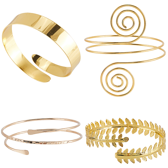 4шт 4 стили манжета для верхней части руки, браслет с открытыми нарукавниками из сплава для девочек и женщин