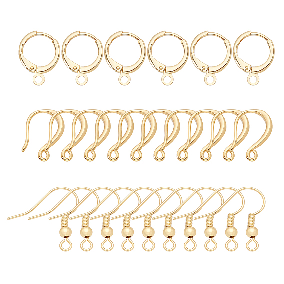 Brass Earring Hooks, with Huggie Hoop Earring Findings