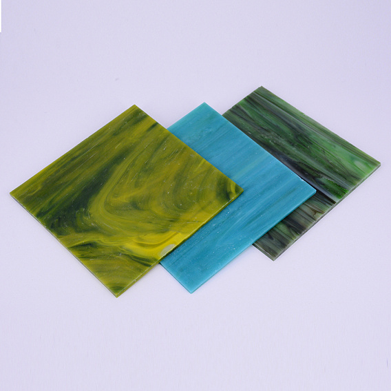 Feuilles de verre de variété, grands carreaux de mosaïque en verre cathédrale, pour l'artisanat, carrée