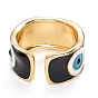 Brass Enamel Cuff Rings, Open Rings, Long-Lasting Plated, Evil Eye, Golden