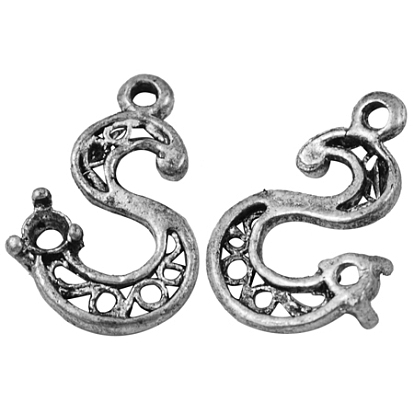 Letter Alloy Pendant Rhinestone Settings, Lead Free and Cadmium Free, Antique Silver Color, about 21mm long, 14mm wide, 2mm thick, hole: 1mm