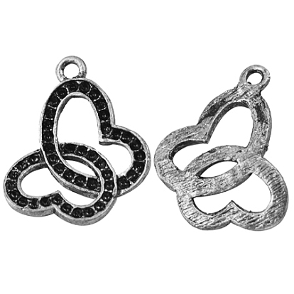 Butterfly Alloy Pendant Rhinestone Settings, Lead Free and Cadmium Free