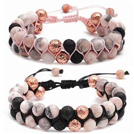 Chic Pink Zebra Beaded Bracelet for Men and Women - Handcrafted Braided Design