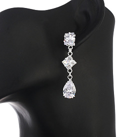 925 Silver Geometric Zircon Women's Earrings - Stylish and Elegant