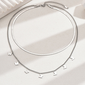 201 двухслойные ожерелья с кисточками в виде бабочек из нержавеющей стали для женщин