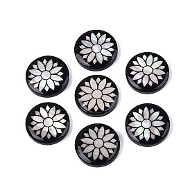 Cabujones de acrílico y concha de agua dulce natural, plano y redondo y flor