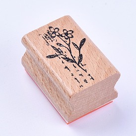 Timbres en bois, rectangle avec des plantes