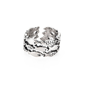 Men's Alloy Cuff Finger Rings, Open Rings, Cadmium Free & Lead Free, Fish