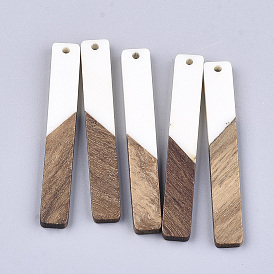 Большие подвески из смолы и ореха, два тона, прямоугольные