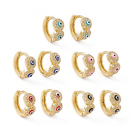 Прозрачные кубические циркониевые серьги-кольца с эмалью от сглаза, настоящие позолоченные украшения из латуни для женщин, без свинца и без кадмия