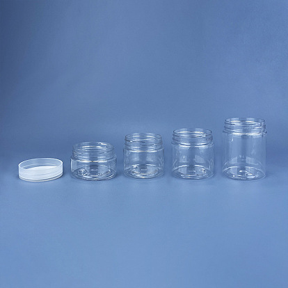 Transparent Plastic Empty Portable Facial Cream Jar, Refillable Cosmetic Containers, with Screw Lid, Column