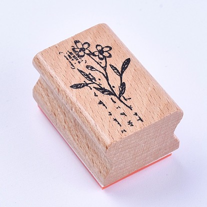 Timbres en bois, rectangle avec des plantes