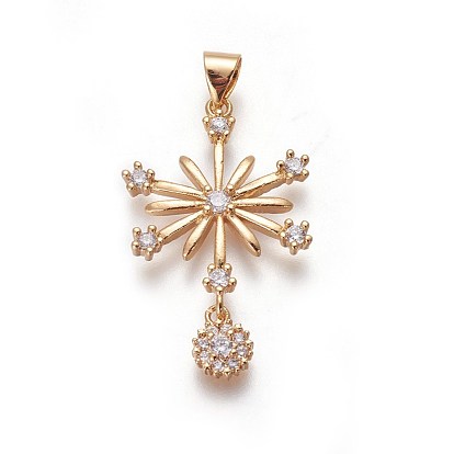 Brass Micro Pave Cubic Zirconia Pendants, Star
