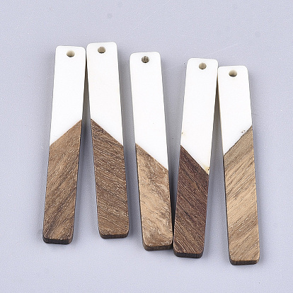 Большие подвески из смолы и ореха, два тона, прямоугольные