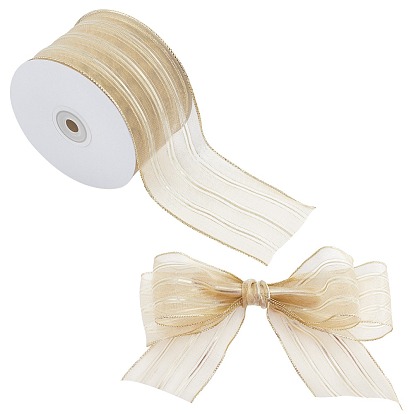 Satin Ribbon, with Edge Metallic Ribbon, for Bow Gift Wrapping, Christmas Design Decoration, Crafts