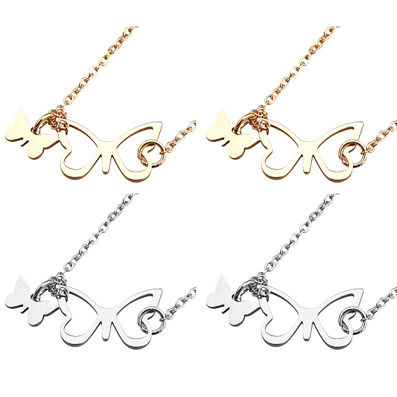 4 шт. 2 цвета 304 полые кулоны-бабочки из нержавеющей стали для женщин
