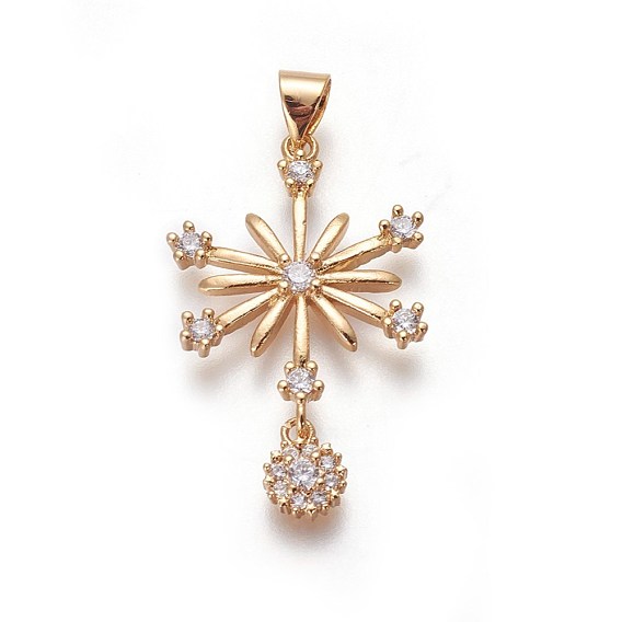 Brass Micro Pave Cubic Zirconia Pendants, Star
