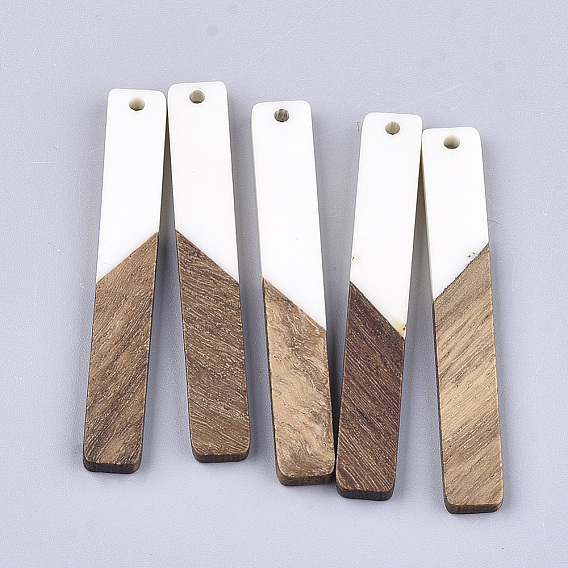 Большие подвески из смолы и ореха, два тона, прямоугольные