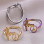 Stainless Steel Peace Sign with Heart Beat Adjustable Ring for Women