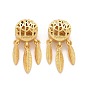 Alloy European Dangle Charms, Large Hole Pendants, Long-Lasting Plated, Cadmium Free & Lead Free, Round with Feather & Word Family