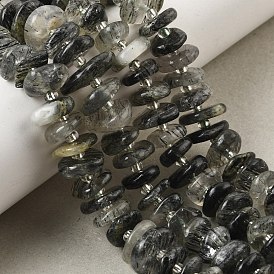 Естественный зеленый Rutilated кварцевые нити бисера, самородки, с бисером