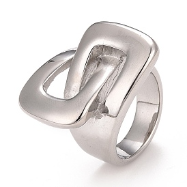 304 Stainless Steel Interlocking Rectangle Chunky Ring for Women