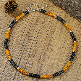 Богемные бусы-хейши из кокосового ореха, дерева и сплавов для мужчин., платина