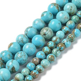 Natural Howlite Beads Strands, Dyed, Round