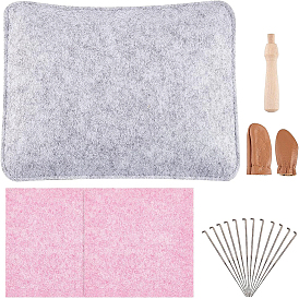 Набор инструментов для валяния своими руками, в том числе коврик из нетканого материала, иглы для валяния из нержавеющей стали, иглы для пробивания дерева, кожаный наперсток пальца