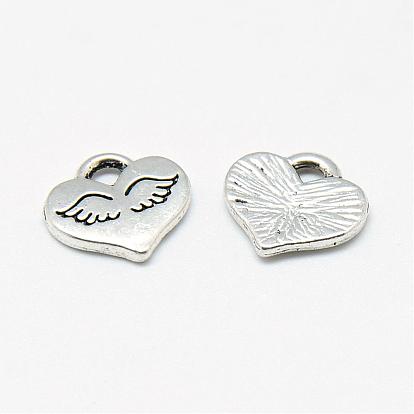Tibetan Style Alloy Charms, Heart with Wing, Cadmium Free & Lead Free